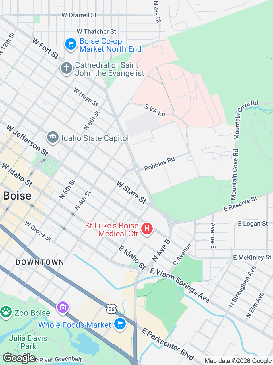 Map showing location of St. Luke’s Clinic - Maternal Fetal Medicine: Boise