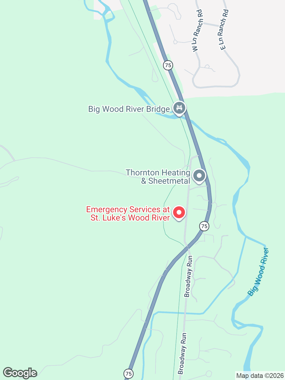 Map showing location of St. Luke’s Patient Financial Services: Ketchum