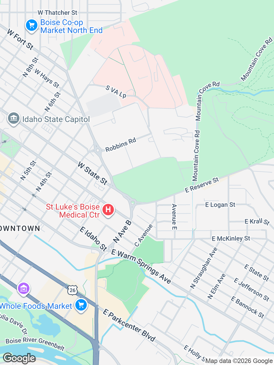 Map showing location of St. Luke’s Clinic - Idaho Cardiology Associates: Boise