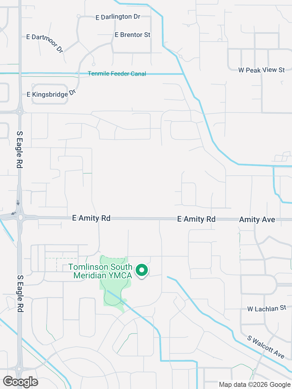Map showing location of St. Luke’s Rehabilitation: Meridian, S. Hillsdale Ave.