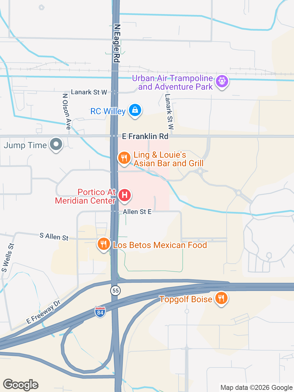 Map showing location of Infusion Services at St. Luke’s Meridian Medical Center