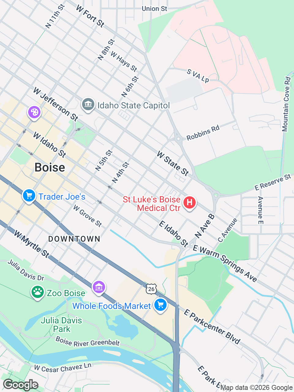 Map showing location of St. Luke’s Clinic - Bariatrics and General Surgery: Boise