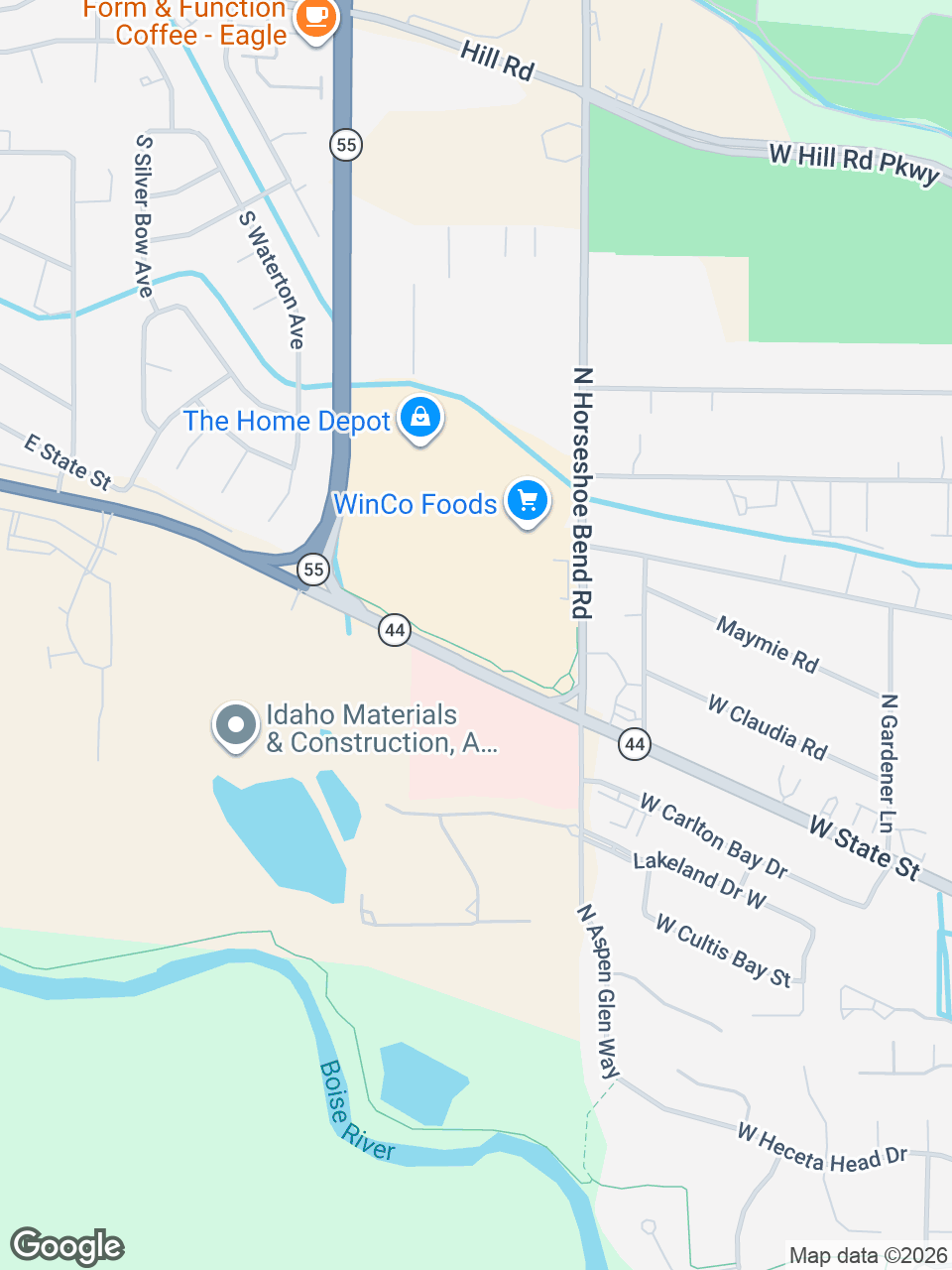 Map showing location of St. Luke’s Rehabilitation: Eagle