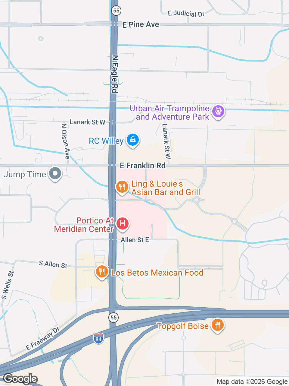 Map showing location of St. Luke’s Clinic - Orthopedics: Meridian