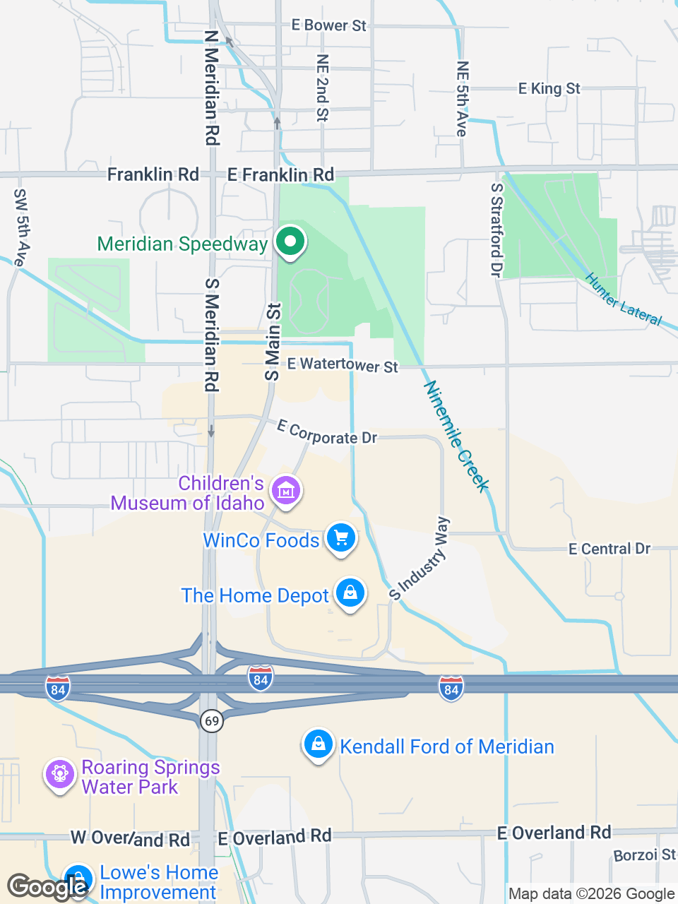 Map showing location of St. Luke’s Medication Locker at WinCo Foods: Meridian, Progress Ave.