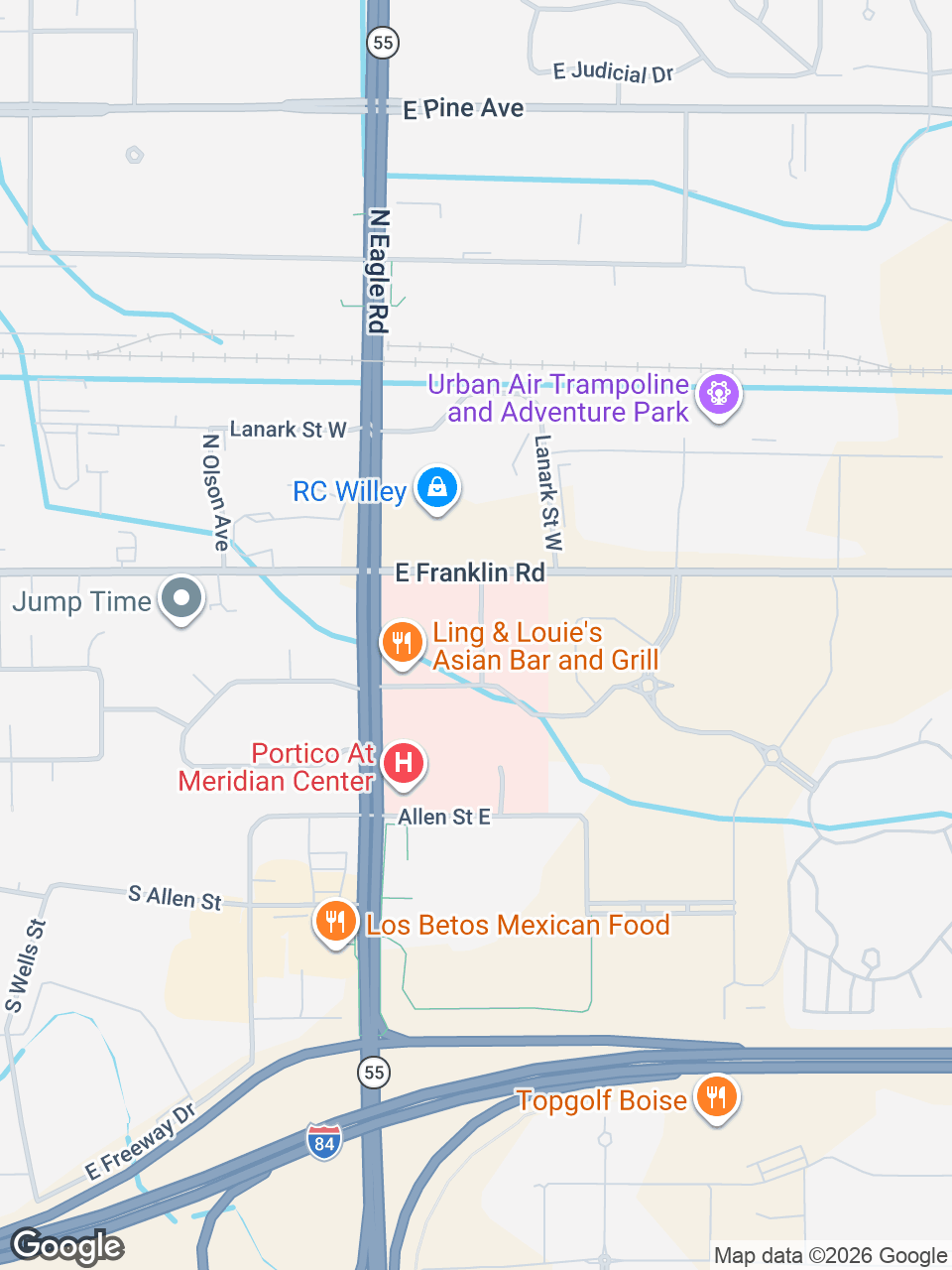 Map showing location of St. Luke’s Clinic - Plastic and Reconstructive Surgery: Meridian