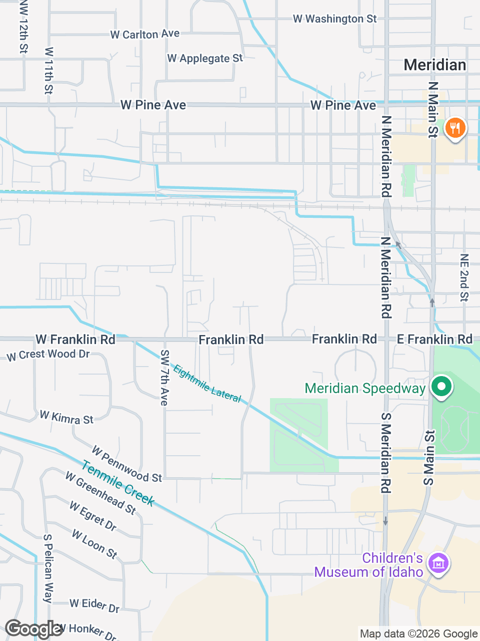 Map showing location of St. Luke’s Children’s Rehabilitation: Meridian, SW 5th Ave.