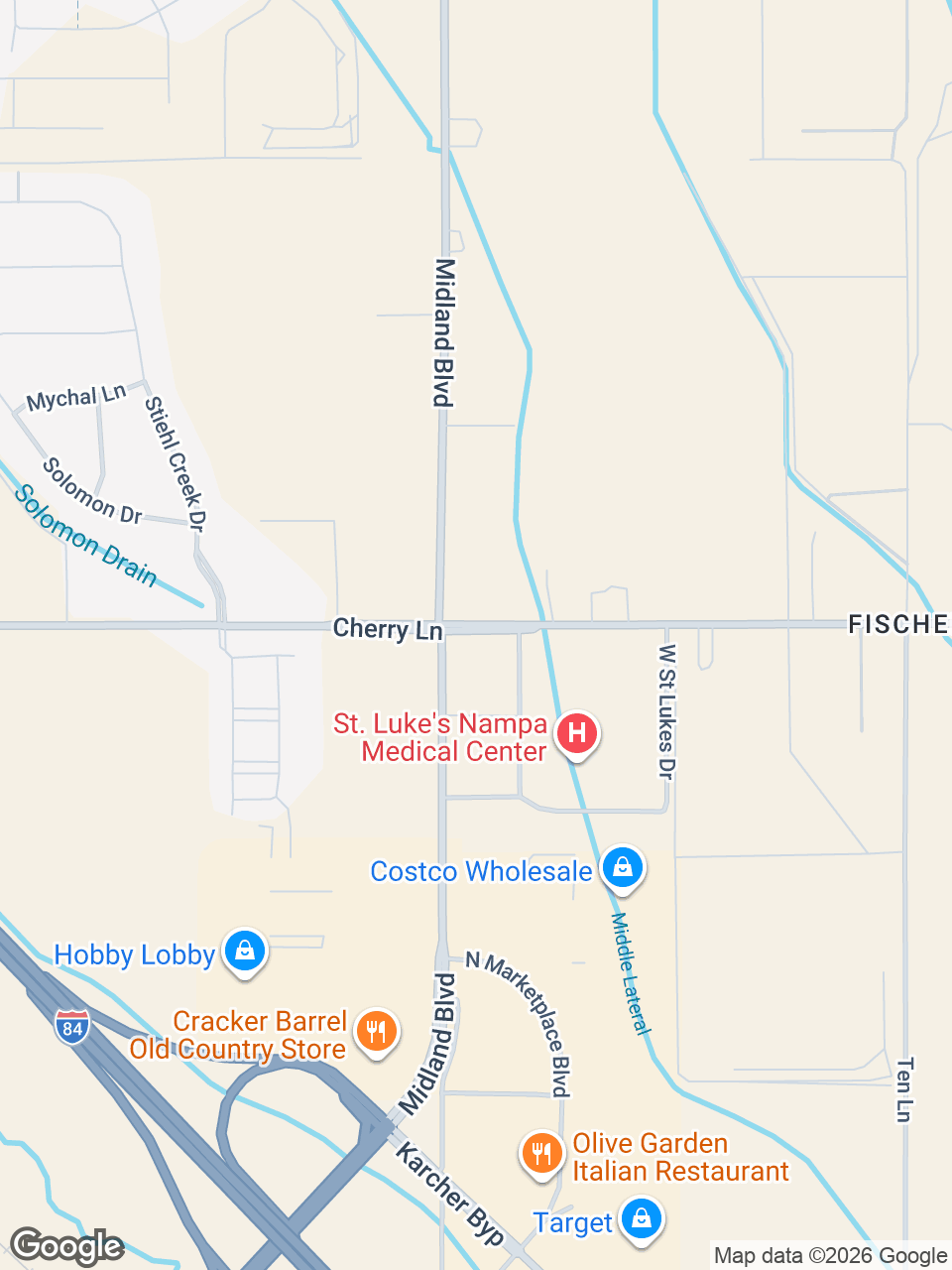 Map showing location of St. Luke’s Patient Financial Services: Nampa