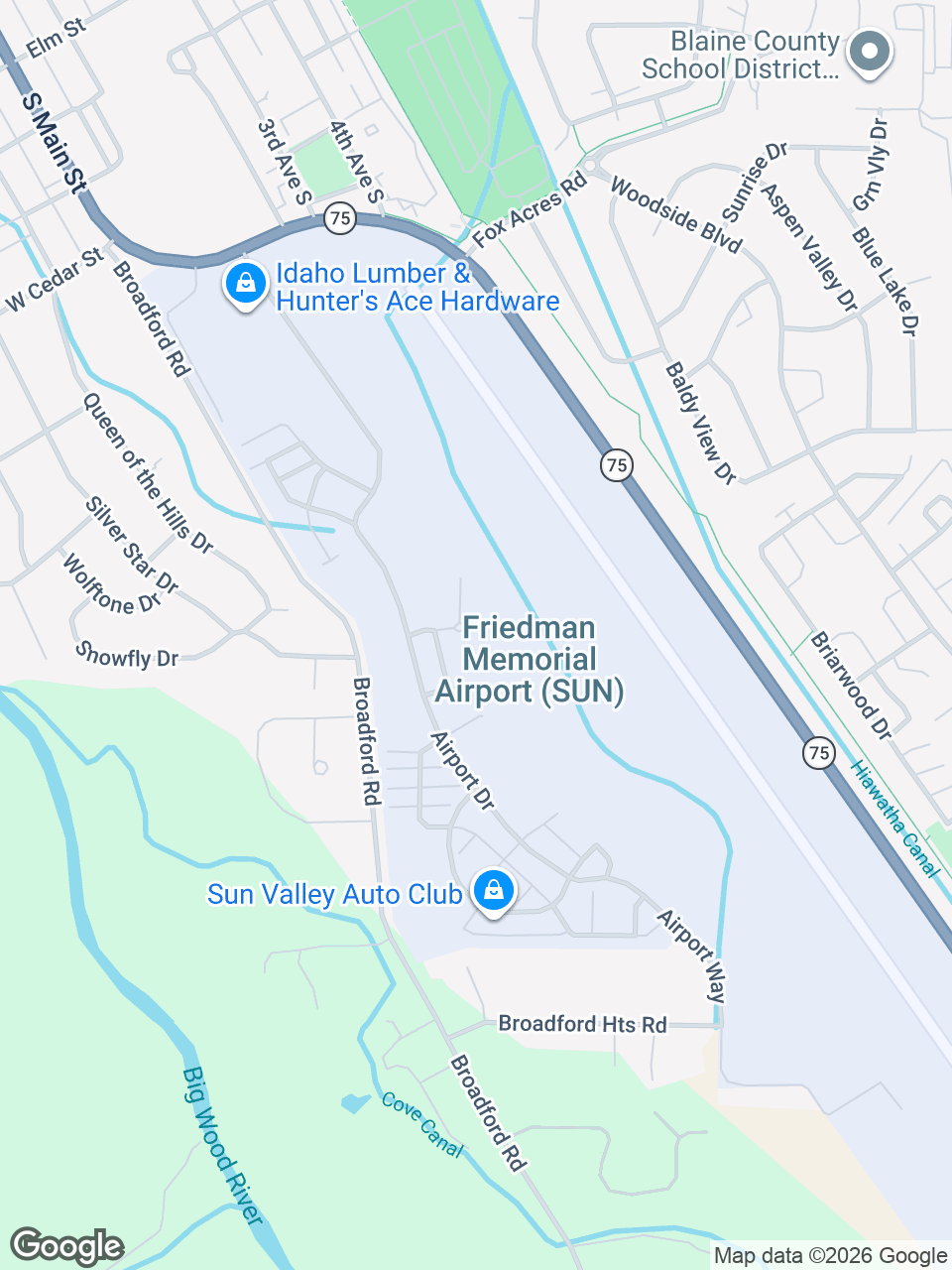 Map showing location of St. Luke’s Clinic - Mental Health Services: Hailey