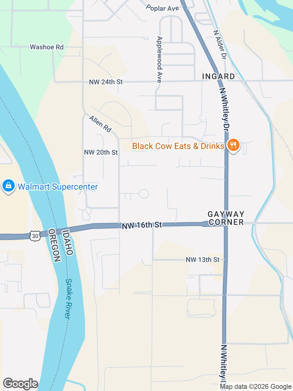 Map showing location of St. Luke’s Urgent Care: Fruitland
