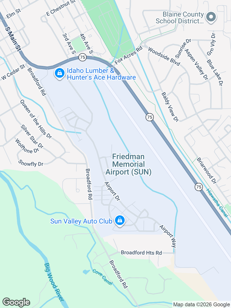 Map showing location of St. Luke’s Center for Community Health: Hailey