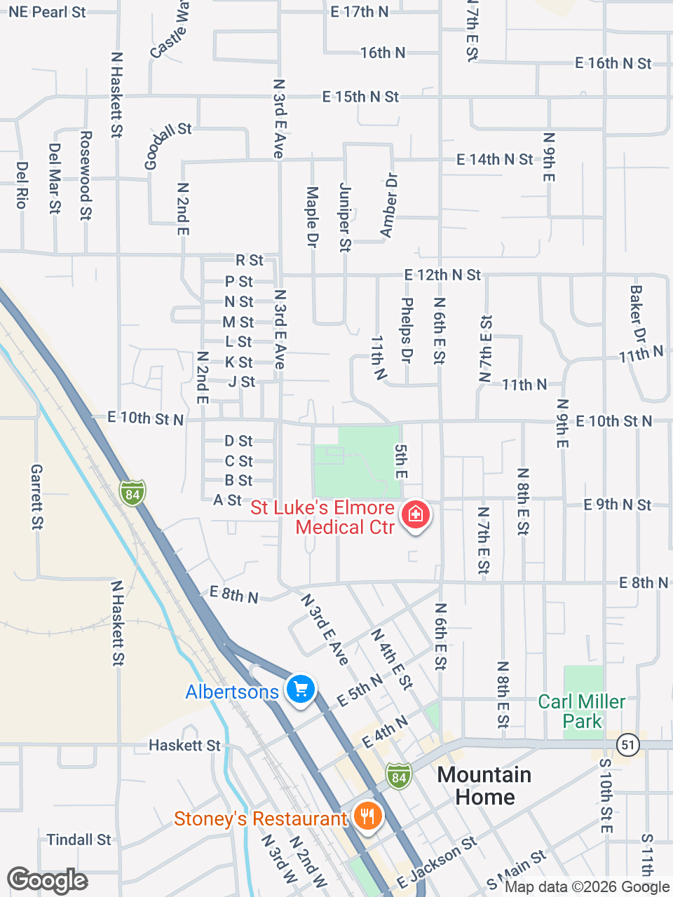 Map showing location of St. Luke’s Urgent Care: Mountain Home