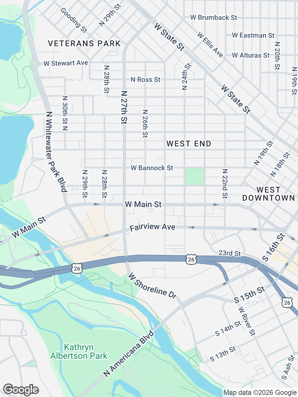 Map showing location of St. Luke’s Retail Pharmacy: Boise, Fairview Ave.