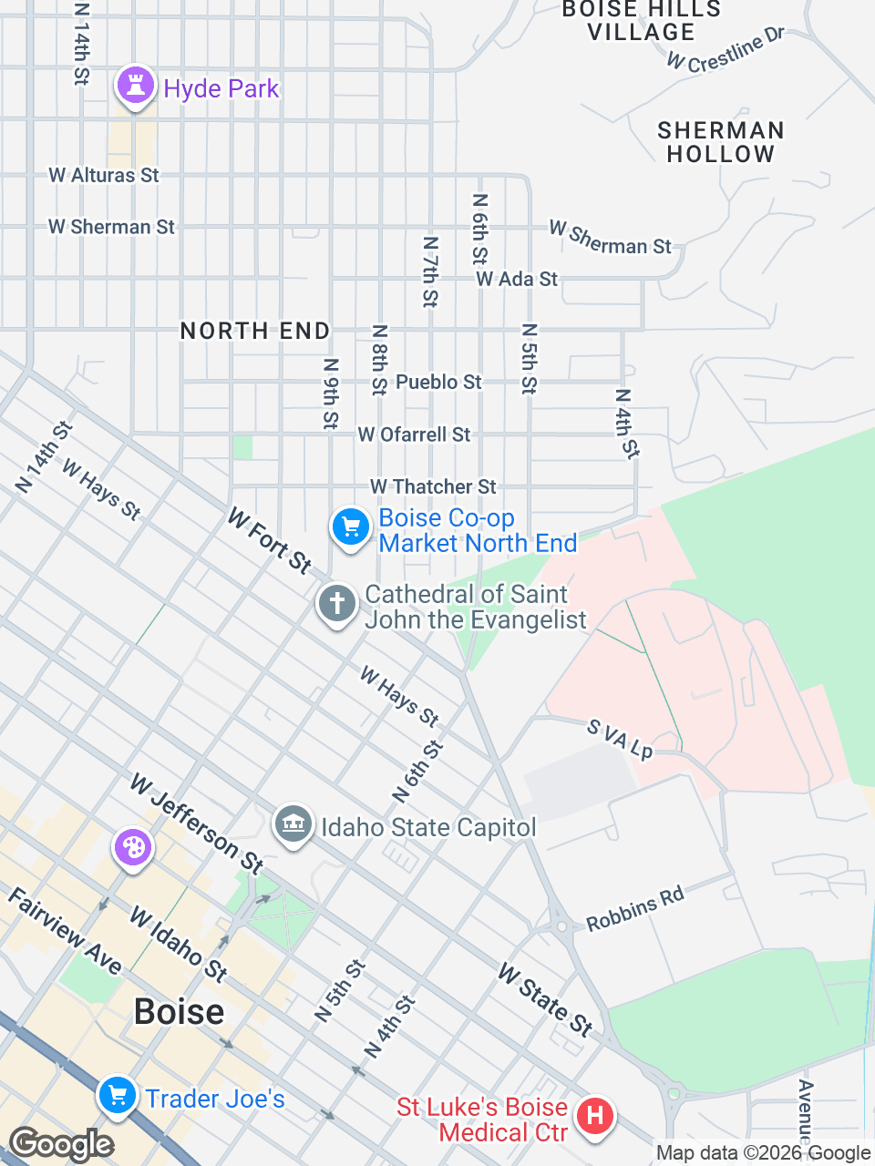 Map showing location of St. Luke’s Cystic Fibrosis Center of Idaho: Boise