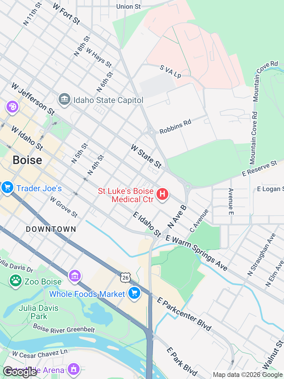 Map showing location of St. Luke’s Clinic - Neurology: Boise, Idaho St.