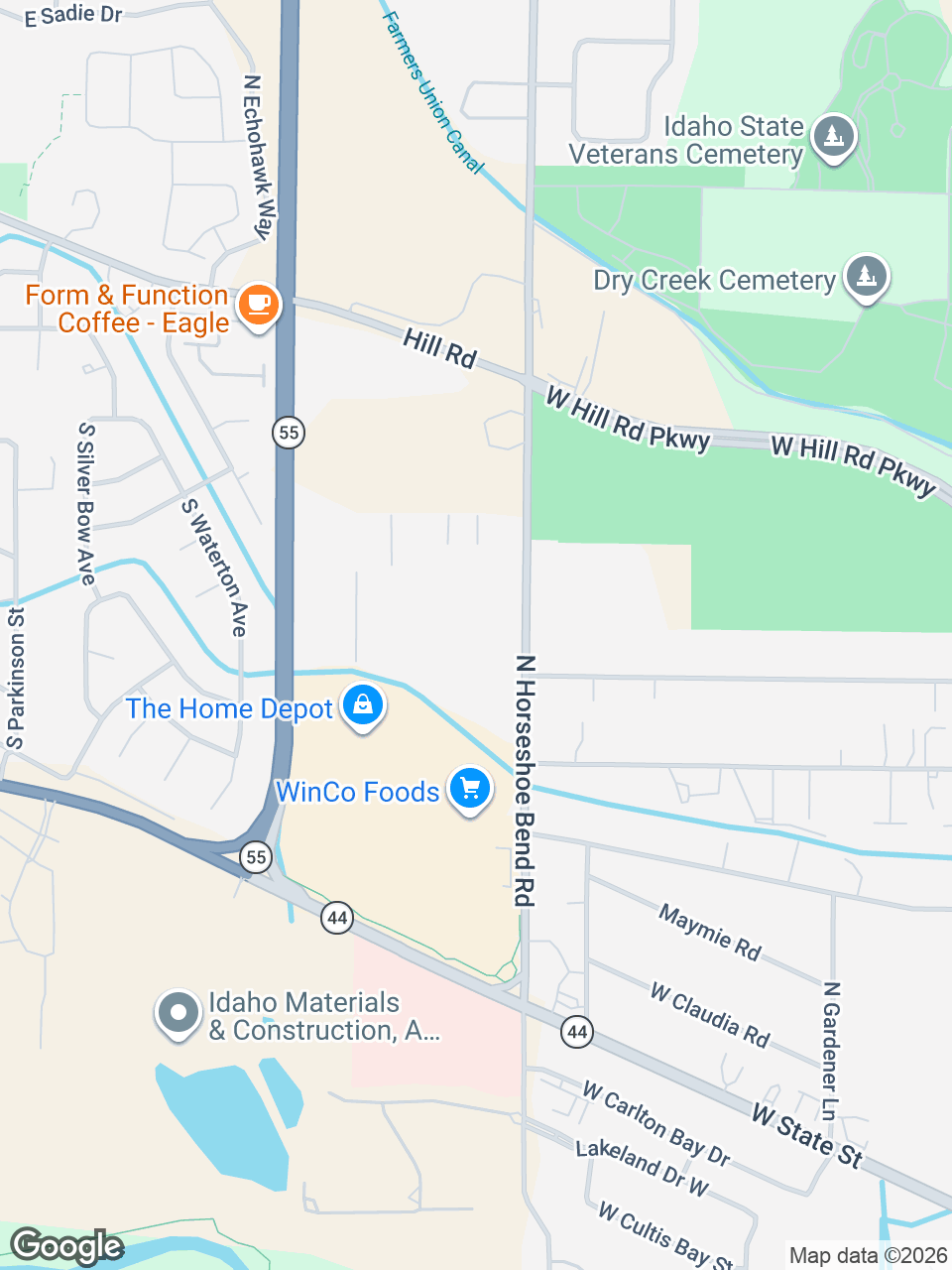 Map showing location of St. Luke’s Medication Locker at WinCo Foods: Eagle