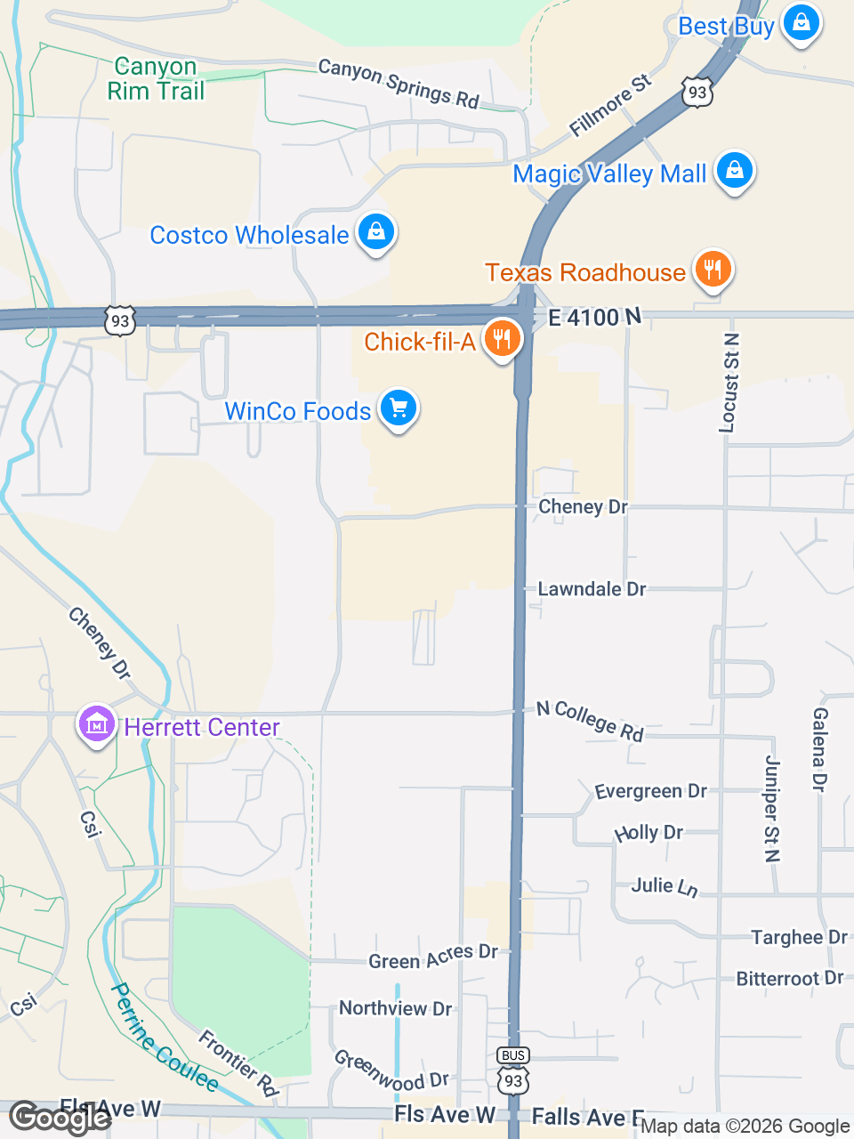 Map showing location of St. Luke’s Clinic - Behavioral Health Services: Twin Falls
