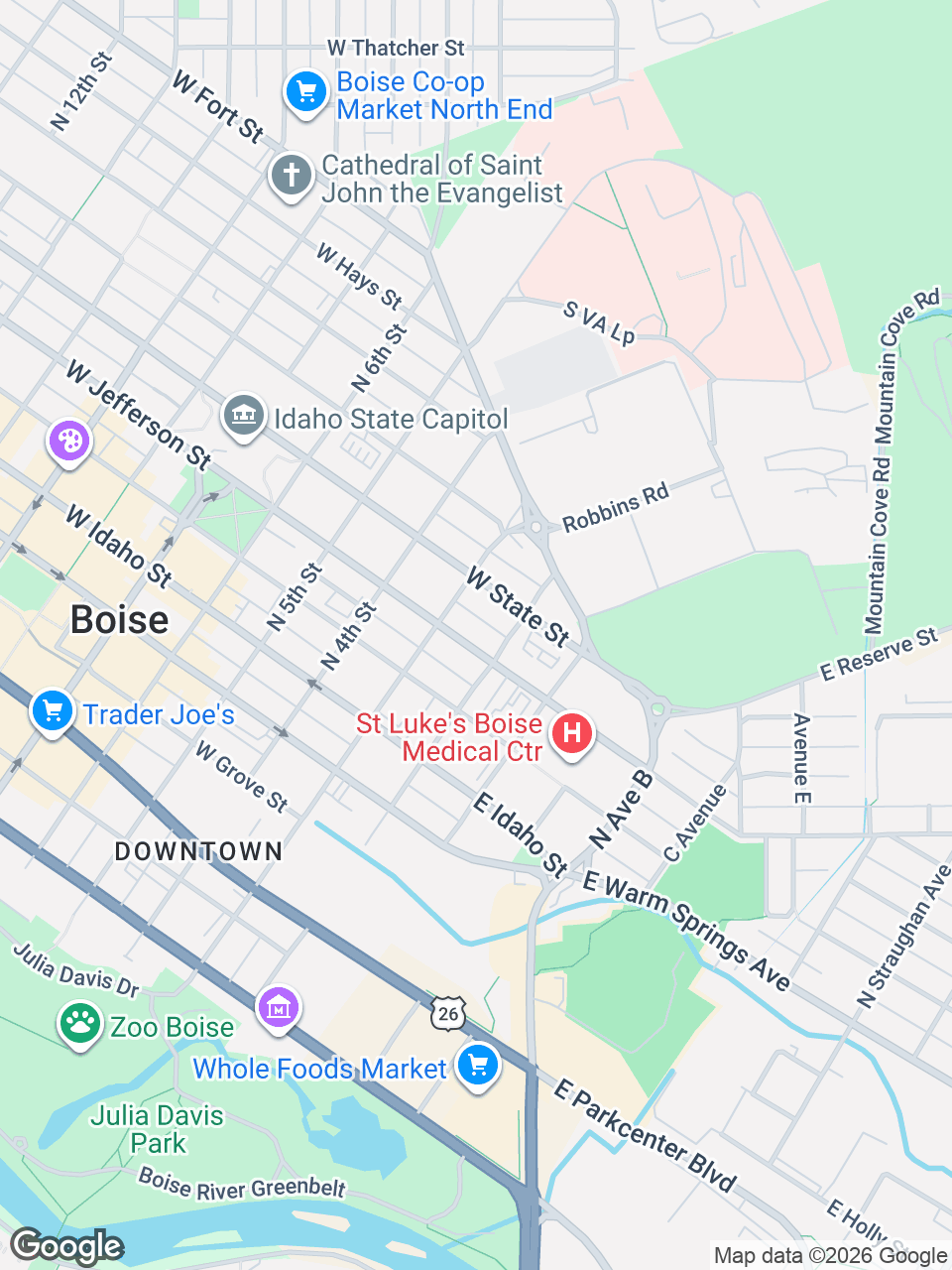 Map showing location of St. Luke’s Patient Financial Services: Boise