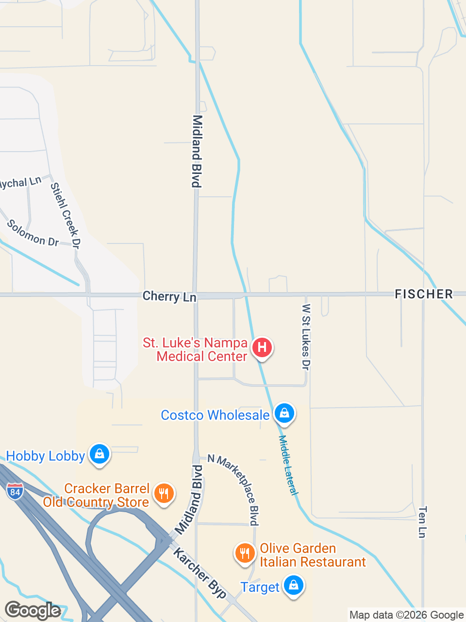 Map showing location of St. Luke’s Cancer Institute: Nampa