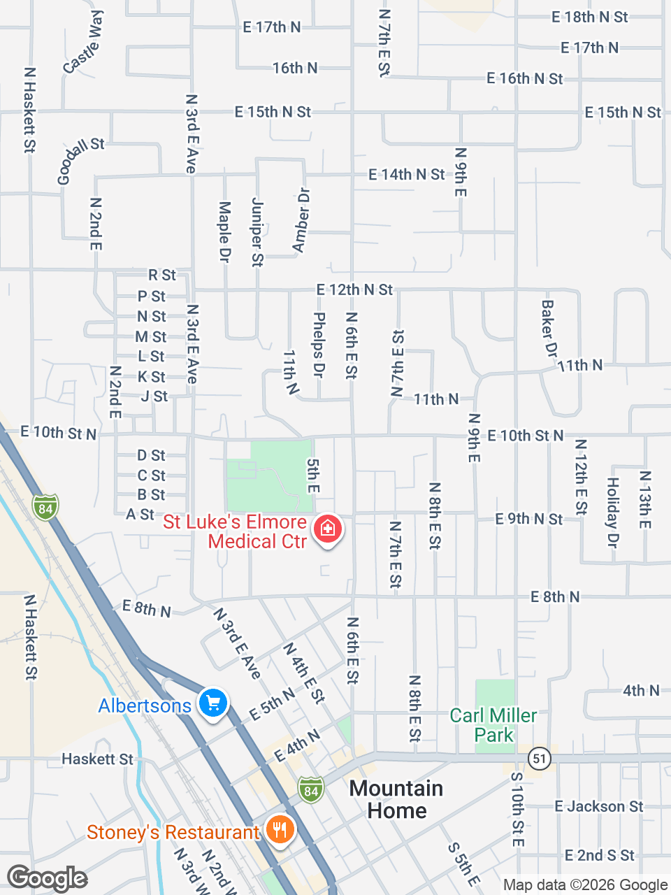 Map showing location of Emergency Care at St. Luke’s Elmore