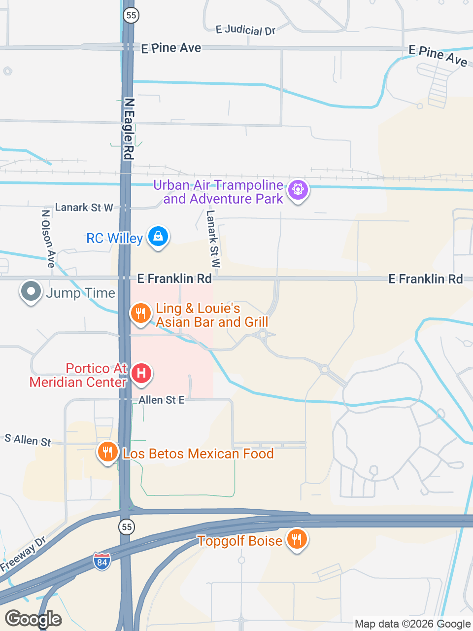 Map showing location of St. Luke’s Clinic - Heart Failure: Meridian