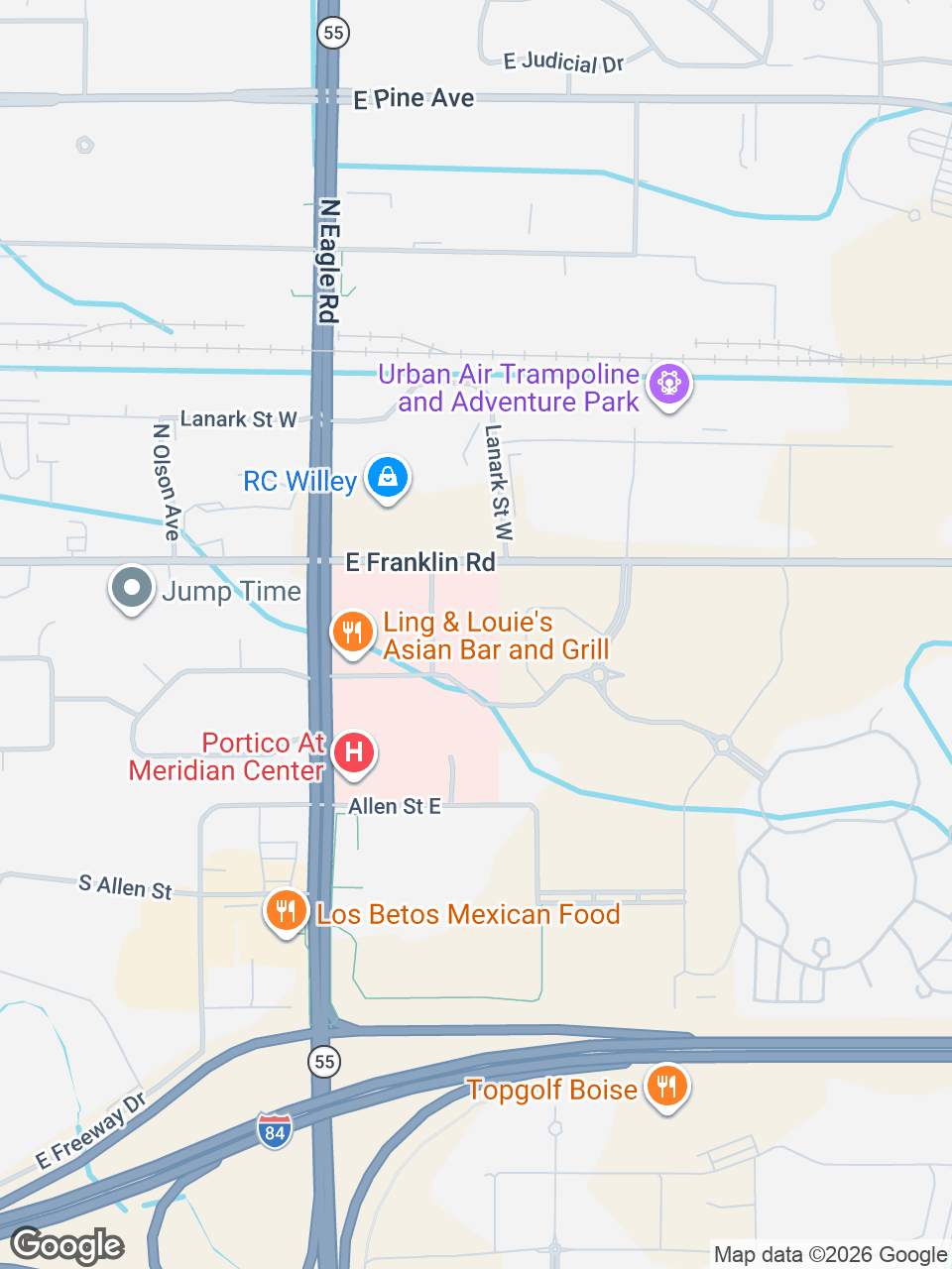 Map showing location of St. Luke’s Clinic - Osteoporosis and Bone Health: Meridian
