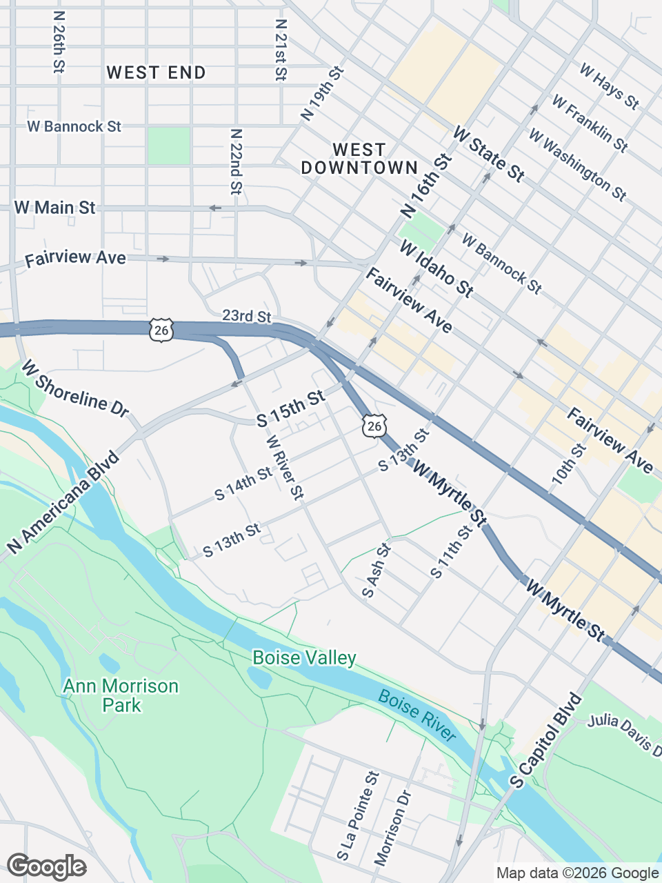 Map showing location of St. Luke’s Humphreys Diabetes Center: Boise